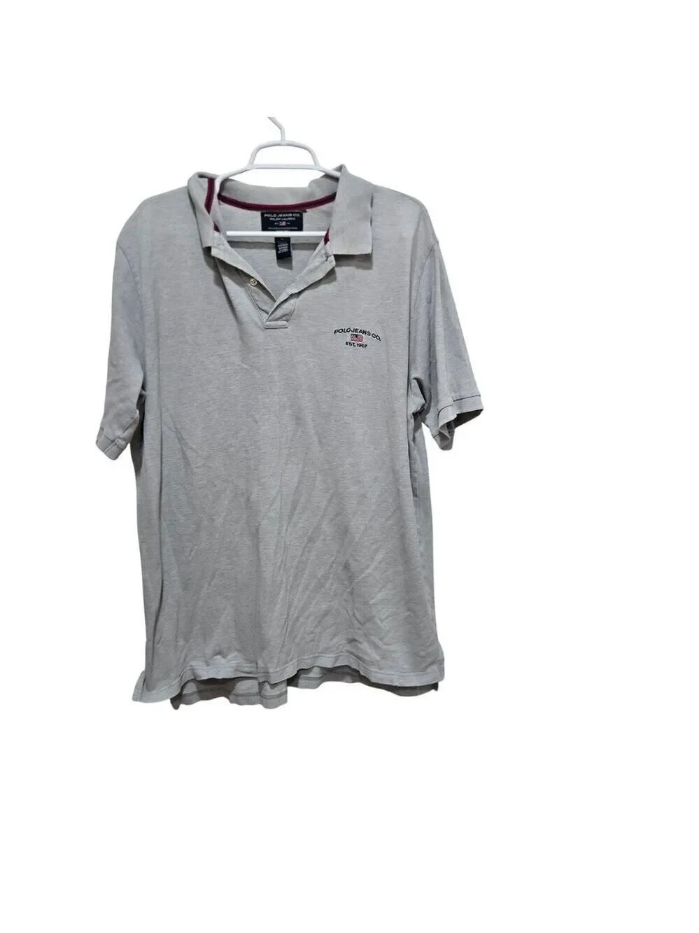 Polo Jeans Co Ralph Lauren XL Gray Embroidered Logo Cotton Polo Shirt Y2K